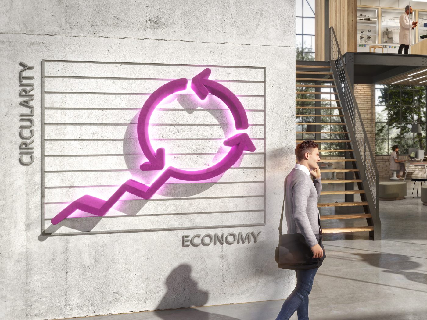 The visual of Evonik's Circular Economy Program depicts a dynamic circular loop comprised of interconnected segments, symbolizing collaboration and sustainable resource cycles. Learn more about our case studies.